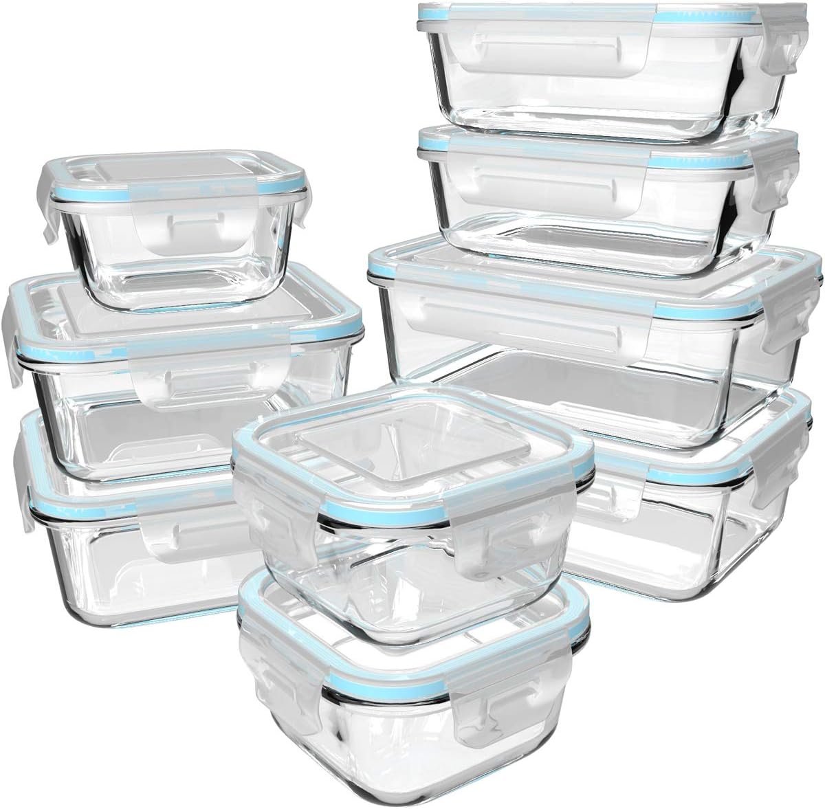 Storage Food Prep - Conjunto de 18 recipientes de vidro