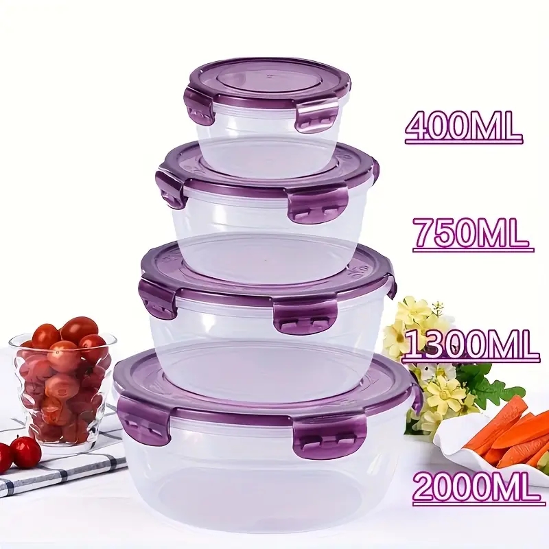 Food Storage Containers Plastic Box - 4 Recipientes Plásticos para Armazenamento de