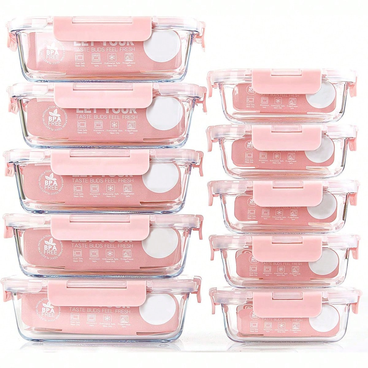 Food Storage Equipment - Conjunto de 10 Recipientes de Vidro