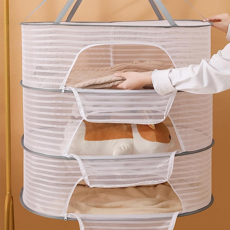 3 Tier Portátil Malha Roupas P - Food Storage Net avaliação e preço